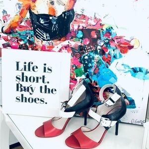 MICHAEL KORS Open Toe Color Block Heels